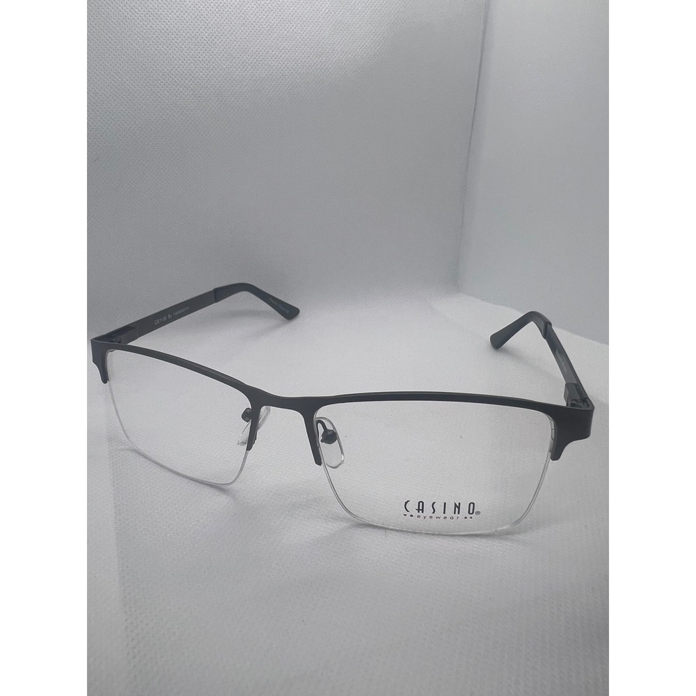 Casino Eyeglasses Frames Mens Half Rim Metal Gunmetal CB1136 55-16-140‎